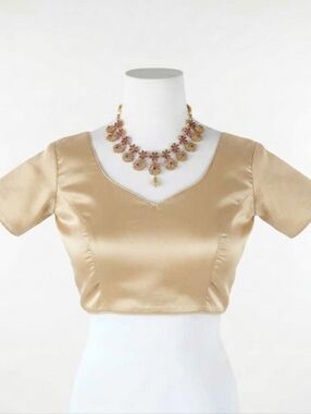 New silk blend saree / lehenga gold blouse